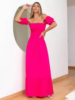 Imagem do Vestido Longo Manga Curta Flare Elastex Ciganinha