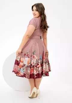 Vestido Midi Rose Florido - Acompanha Cinto - comprar online