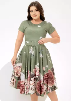 Vestido Midi Verde Musgo - Acompanha Cinto na internet