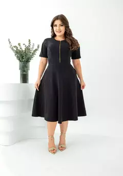 Vestido Midi Ester Bublle Preto - Fecho de Ziper - comprar online