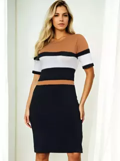 Vestido Midi Listrado em Elastano na internet