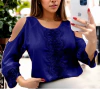 Blusa Manga Longa Ombro Vazado Leve Confortável