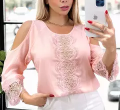 Blusa Manga Longa Ombro Vazado Leve Confortável - loja online