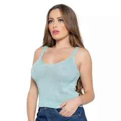 Blusa Regata Tricot Lurex Brilho