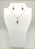 Conjunto Colar e Brinco – Zircônias e Coração Fúcsia Banhados em Ouro 18K - comprar online