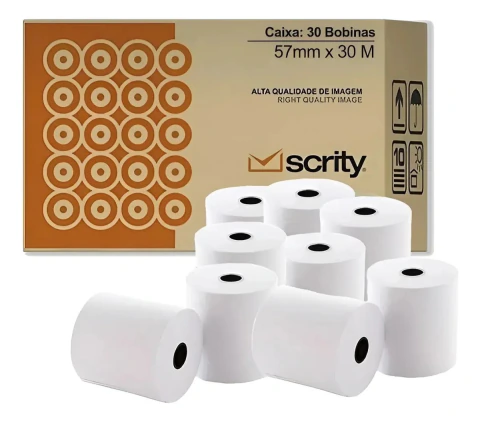 Bobina Para Calculadora 57x30 Branca Scrity - Cx C/ 30 Unds Branca