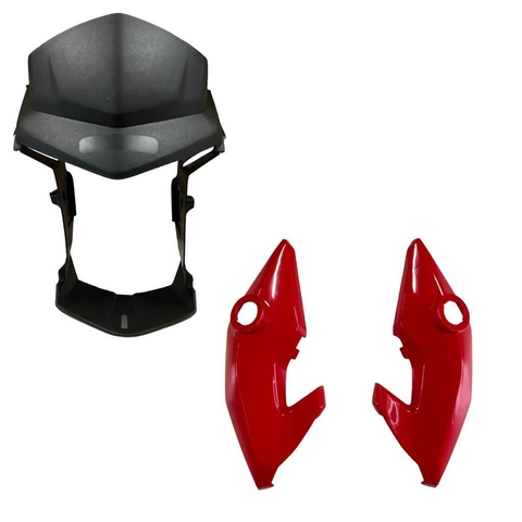 KIT CARENAGEM MASCARA E PAR LATERAL DO FAROL FAN 125 150 160 2014 A 2021 TITAN 150 14/15 VERMELHO