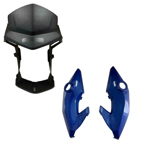 KIT CARENAGEM MASCARA E PAR LATERAL DO FAROL FAN 125 150 160 2014 A 2021 TITAN 150 14/15 AZUL