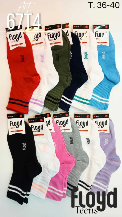 Media Casual 1/3 Caña Teens Puño De Morley Talle 4 (36 Al 40) Colores Varios - Floyd Art 67T4