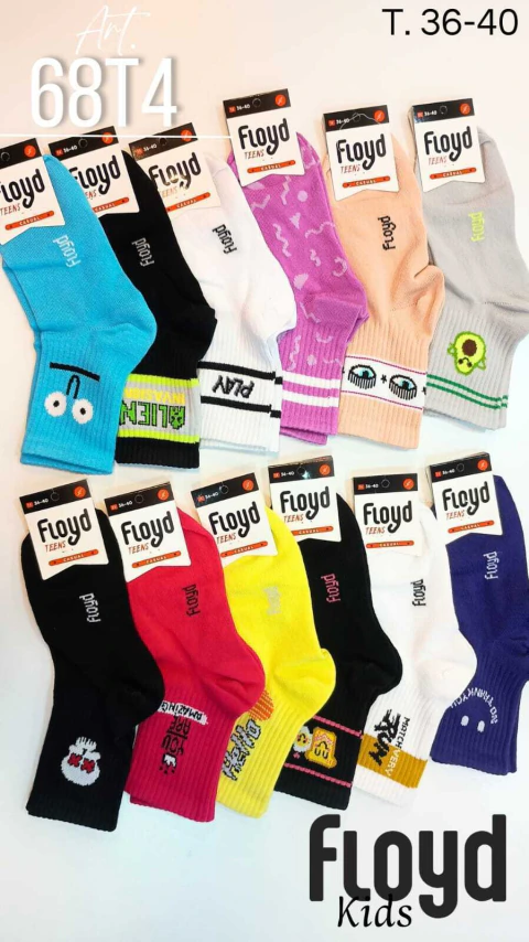 Media Casual 1/3 Caña Teens Estampada Puño De Morley Talle 4 (36 Al 40) Colores Varios - Floyd Art 68T4