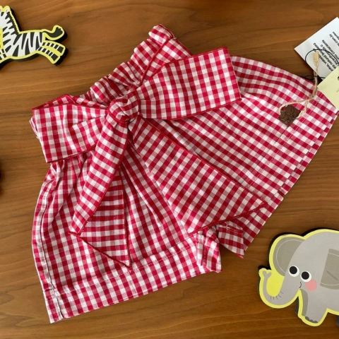 Short xadrez vermelho - Clara