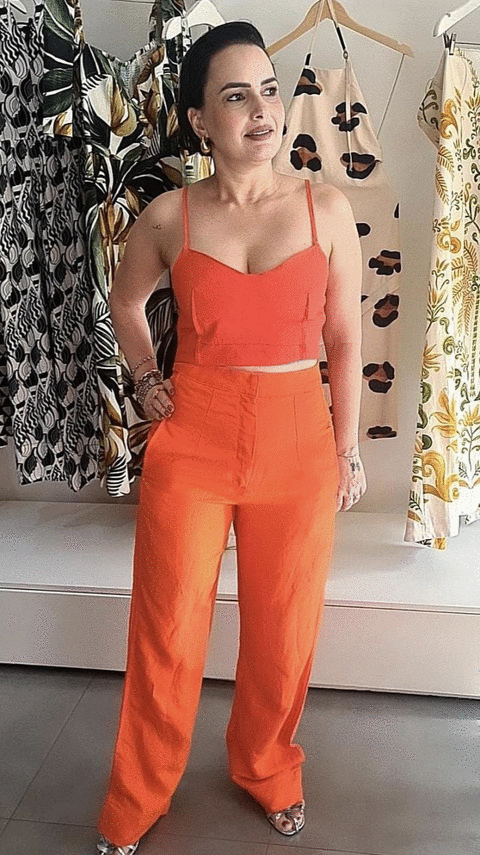 TOP LINHO M LARANJA FLAME OPEN - comprar online