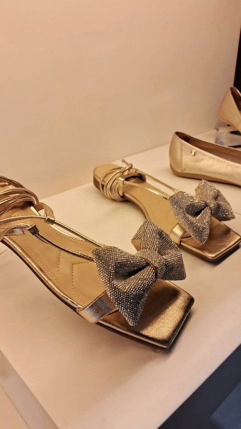 Sandália Rasteira Couro Ouro Cecconello CECCONELLO - comprar online