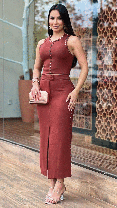 82200853.023.00002 SAIA COM BORDADO MANUAL P MARROM MARGOT