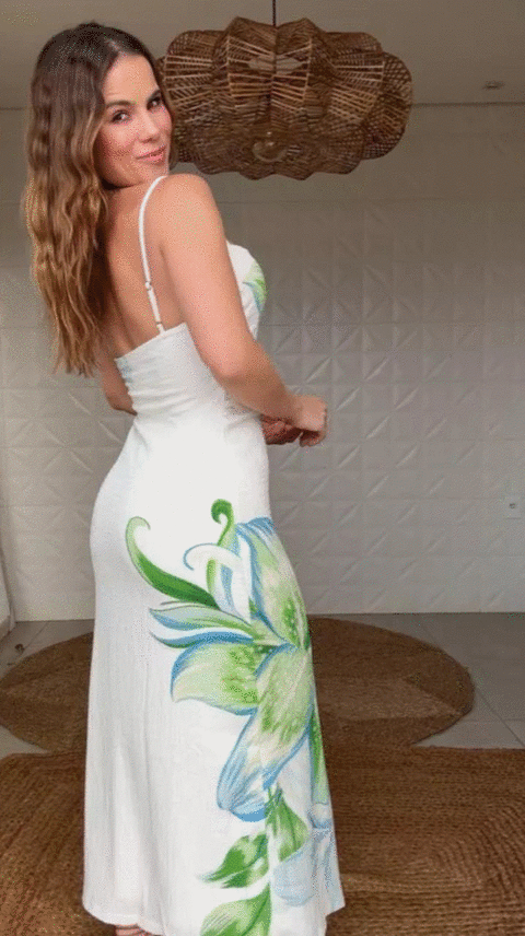 351927 VESTIDO ALCINHA LIRIO TROPICAL IMPORT