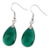 Aros Colgantes de plata 925 con dije de cristal de vidrio tono Esmeralda - Guaristi joyas y accesorios