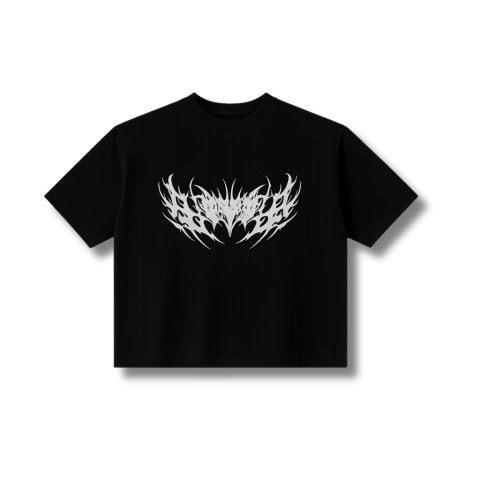 Remera boxy fit negra estampada