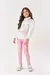 CONJUNTO INFANTIL MENINA COLETE E LEGGING HOLOGRÁFICO ROSA MUNDO CINTI