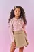 Conjunto Blusa, Short-Saia E Colete Rosa