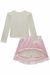CONJUNTO DE BLUSA EM COTTON E SAIA EM TULE PAETÊ BORDADO - Arco-íris Divertido Boutique