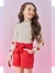 CONJUNTO INFANTIL MENINA BLUSA E SHORT CORAÇÕES VERMELHO MUNDO CINTI - loja online