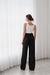 Calça Pantalona Preta em Linho Natural com Cós Alto - Eliza - comprar online