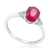 Anel de Ouro Branco com Diamantes e Rubi Oval