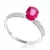 Anel de Ouro Branco com Diamantes e Rubi Oval