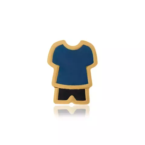 Pingente de Ouro Camiseta Azul e Bermuda Preta