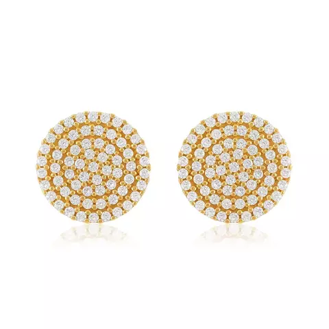 Par de Brincos Chuveiro de Ouro Amarelo com Cristais