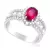 Anel de Ouro Branco com Diamantes e Rubi