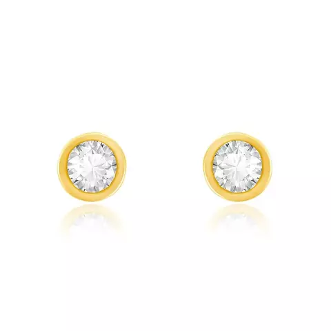 Par de Brincos Solitário de Ouro com Topázios Brancos