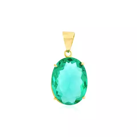 Pingente de Ouro Oval com Cristal estilo Turmalina Paraíba