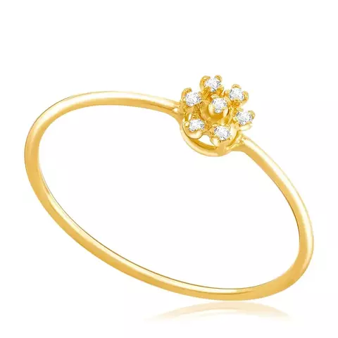 Anel Chuveiro de Ouro Amarelo com Diamantes