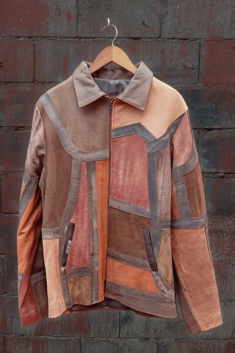 Imagen de Campera Cuero Recortes Hombre