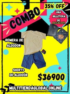 Combo shorts y remera de algodon + billetera de regalo