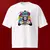 Camiseta Oversized Premium Branca e Preta Coleção César Tá em Casa Estampa Macaco Enfezado