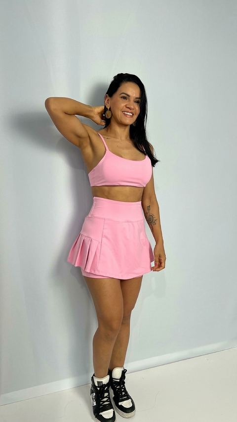 Conjunto beach tênis rosa claro