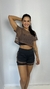 Conjunto shorts trio preto e marrom