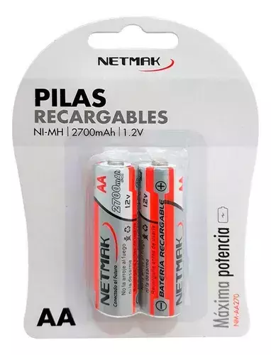PILA RECARGABLE (X2) AA 2700 MAH NETMAK - comprar online