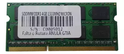 MEMORIA SODIMM DDR3 4GB 1333MHZ MICRON - comprar online