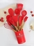 Jogo de Cozinha Kit C/12 Peças Vermelho Para Ceia de Natal Festas Utensílios Silicone Cabo de Madeira Antiaderentes Reveillon - loja online