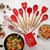 Imagem do Jogo de Cozinha Kit C/12 Peças Vermelho Para Ceia de Natal Festas Utensílios Silicone Cabo de Madeira Antiaderentes Reveillon