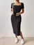 Vestido de cuello cuadrado y abertura lateral - Shop Dr.DJ