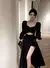 Vestido de manga larga con abertura lateral