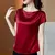 Blusa de satén de manga corta satinada - comprar en línea