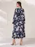 Vestido con cuello V y manga larga - online store