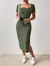 Vestido de cuello cuadrado y abertura lateral - comprar en línea