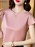 Blusa de satén de manga corta satinada - comprar en línea