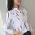 Blusas blancas de manga larga para mujer, Blusas informales con estampado a raya